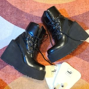 Puma X Fenty by Rihanna Black Platform Combat Boots Size 6